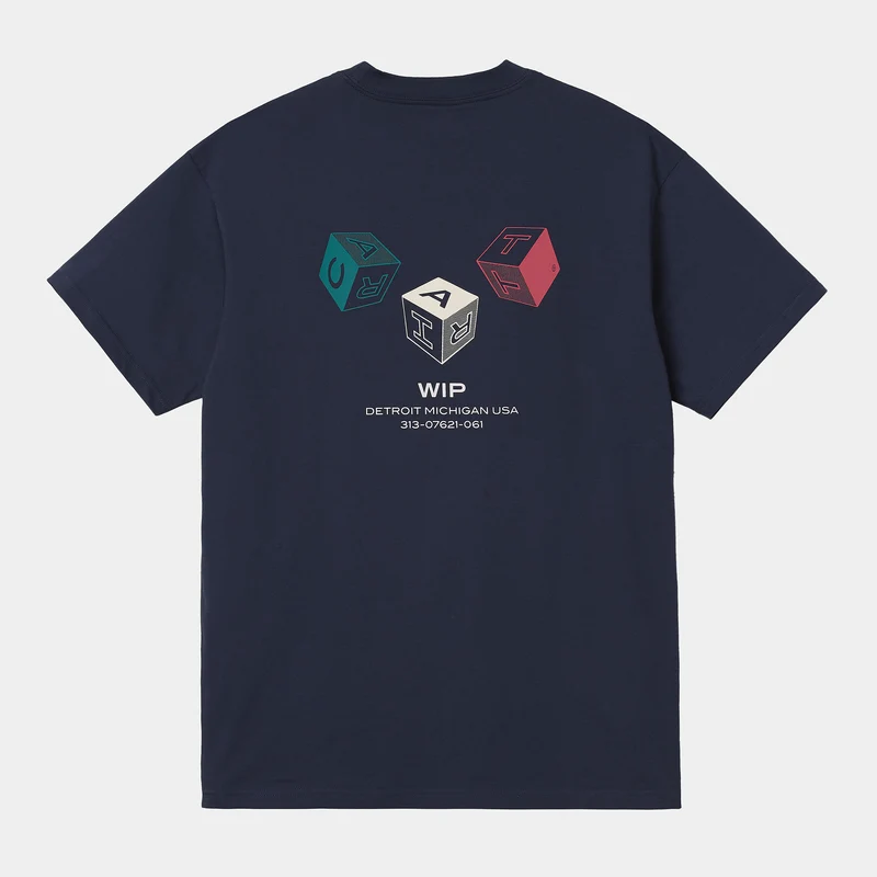 Carhartt WIP Kurzarm-Cube-T-Shirt aus Bio-Baumwolle für Herren – Blau