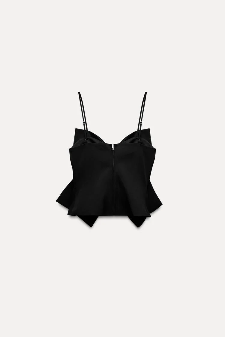 Damen-Top mit Schleifendetail und Glitzer-Struktur