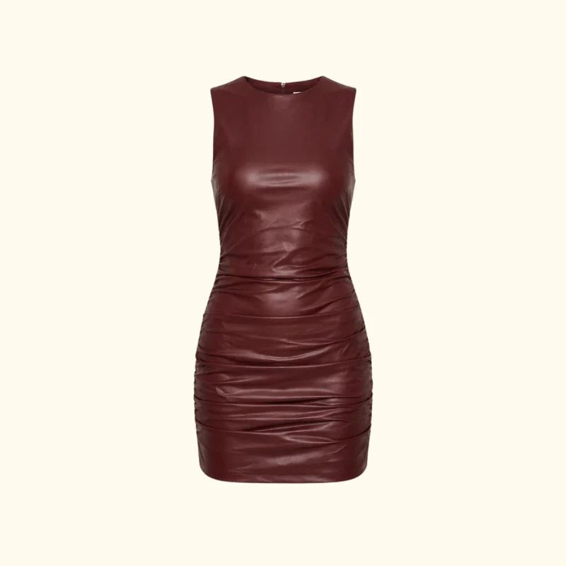 Damen-Minikleid mit Rundhalsausschnitt und Raffungen