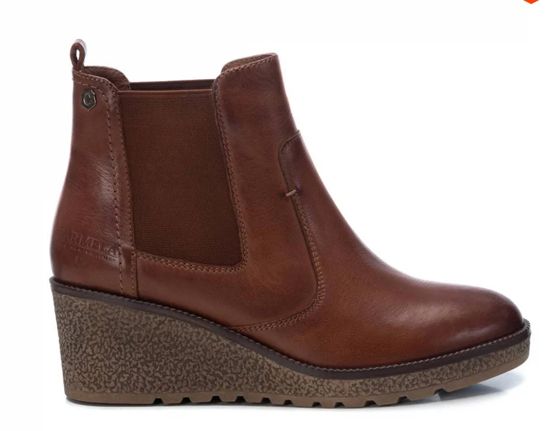 Carmela Damen-Stiefelette mit Keilabsatz – Kamel