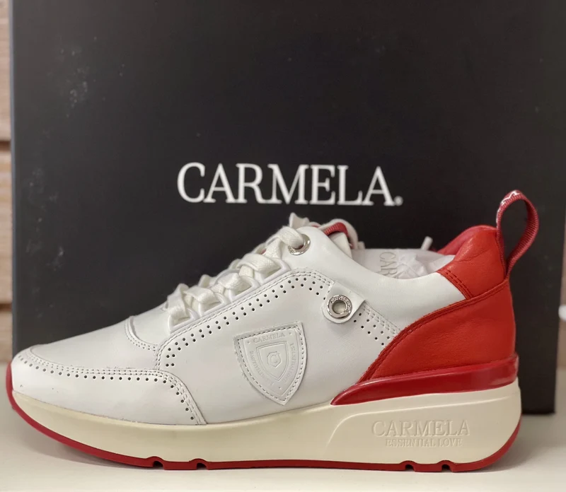 Carmela Damen-Ledersneaker - Weiß / Rot