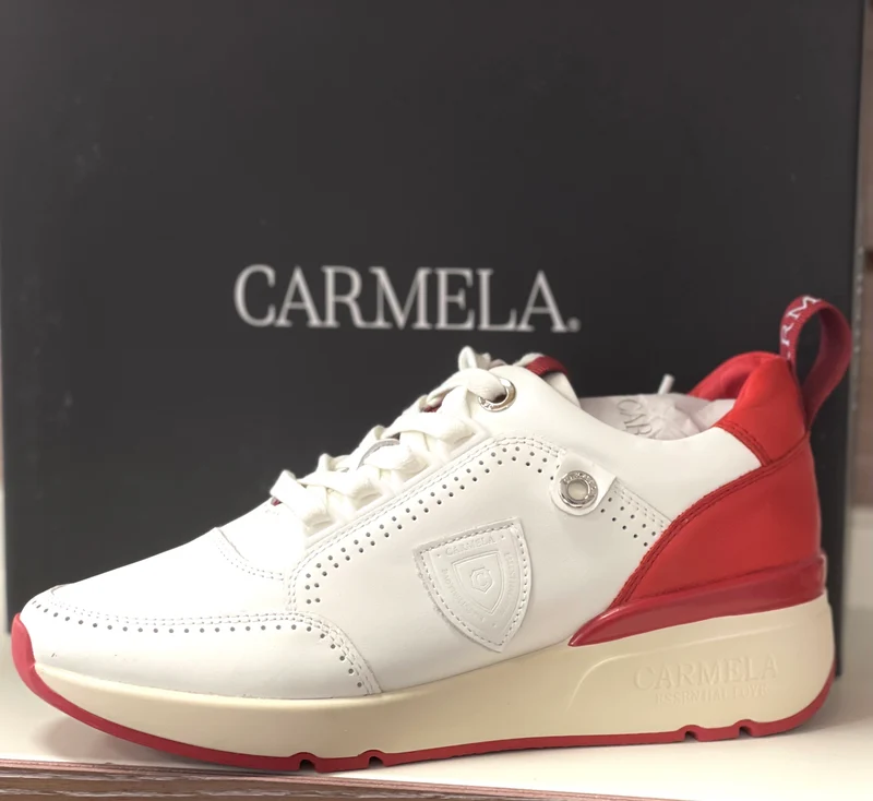 Carmela Damen-Ledersneaker - Weiß / Rot