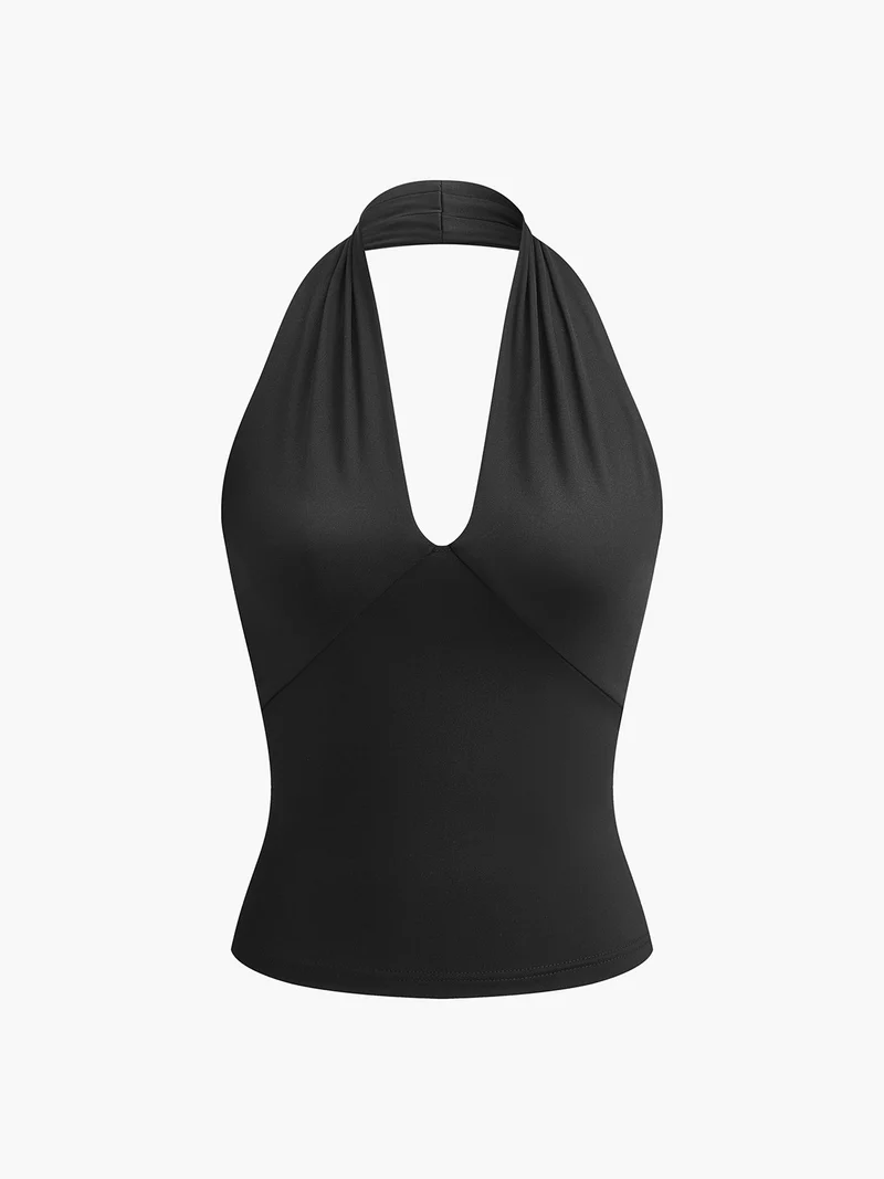 Damen Halterneck-Body mit tiefem V-Ausschnitt