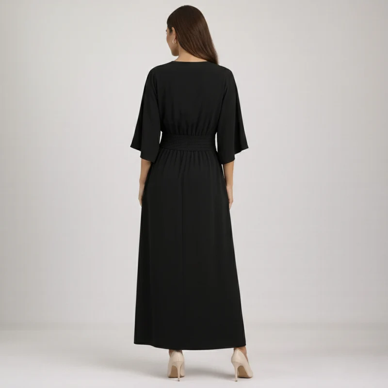 Damen Maxikleid mit Plissierter Taille