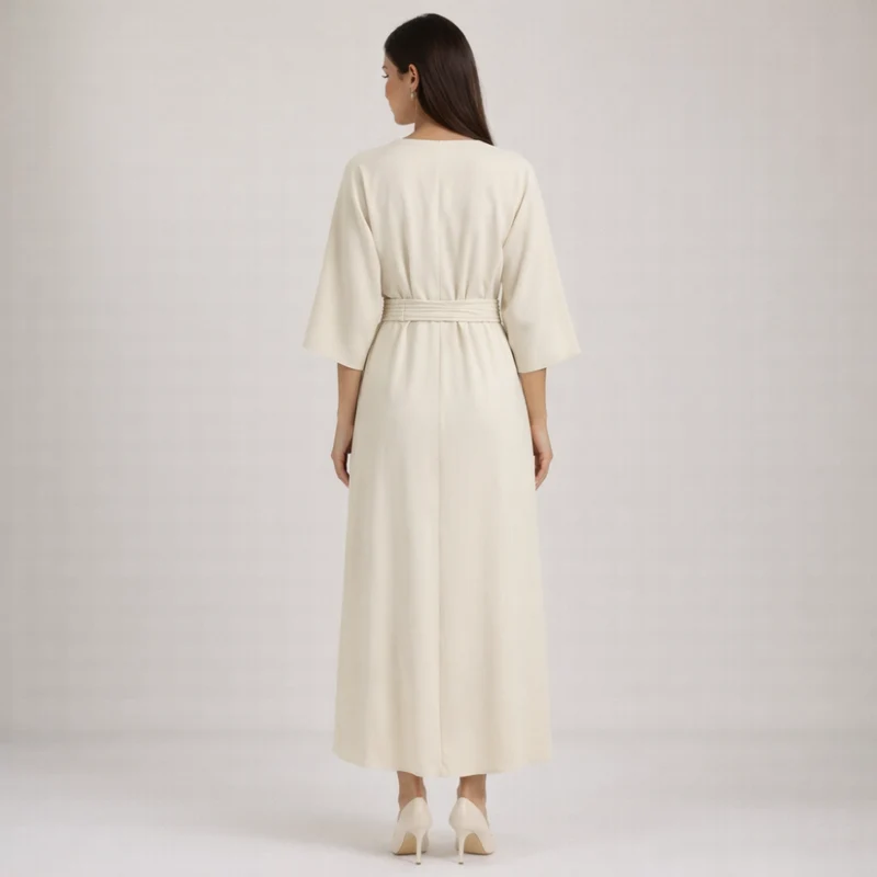 Damen Maxikleid mit Plissierter Taille