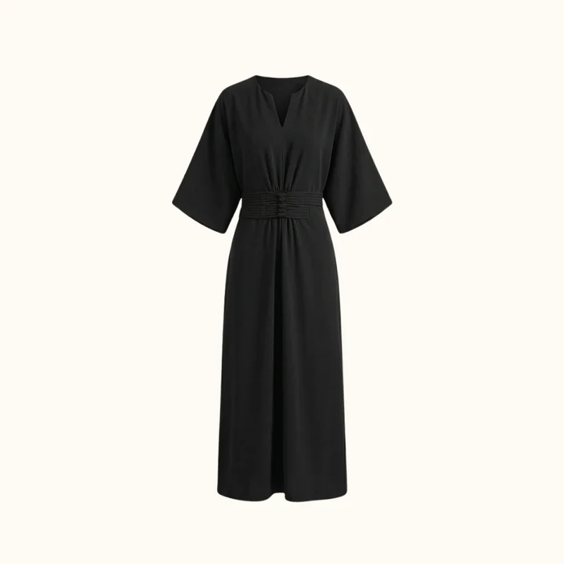 Damen Maxikleid mit Plissierter Taille