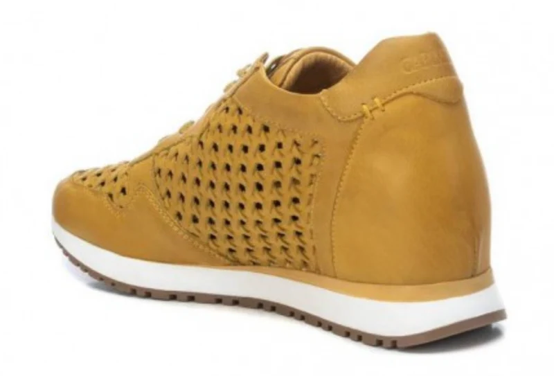 Carmela Damen-Leder-Laser-Cut-Fashion-Sneaker - Senf