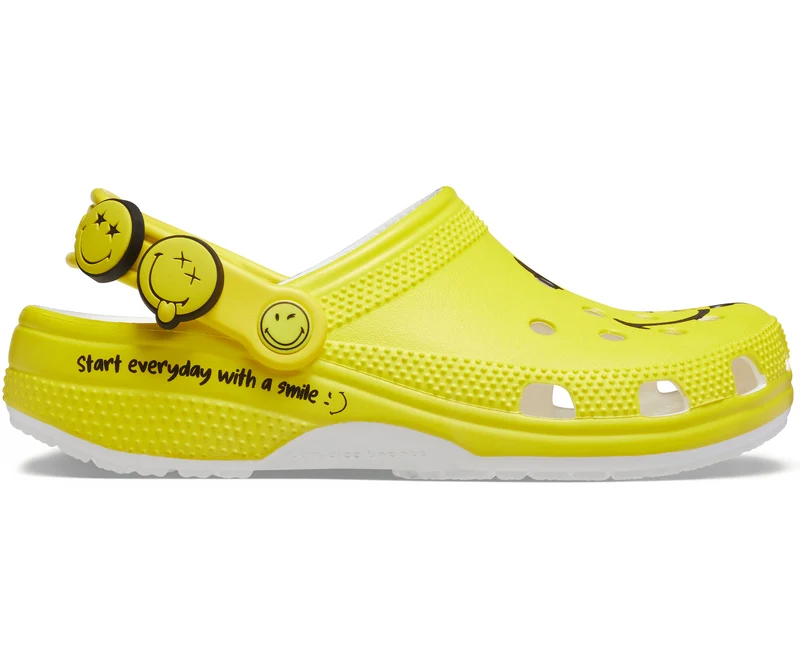 Crocs Unisex Smiley World Classic Smiley Clog – Gelb
