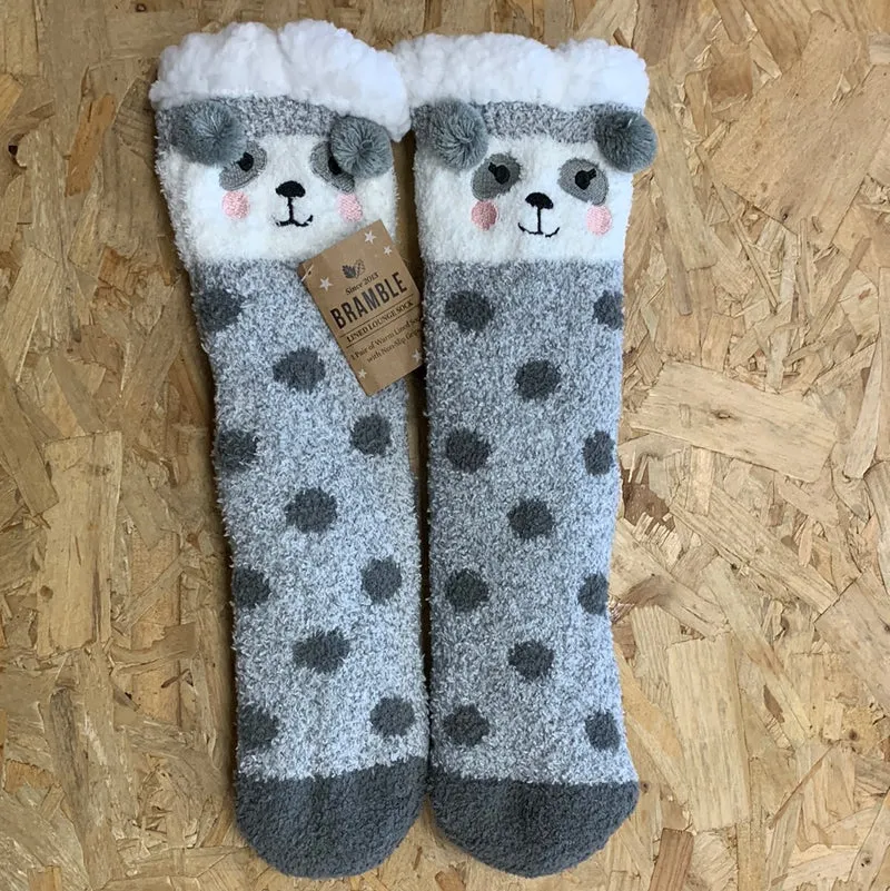 Bramble Panda-Lounge-Socke für Damen – Grau