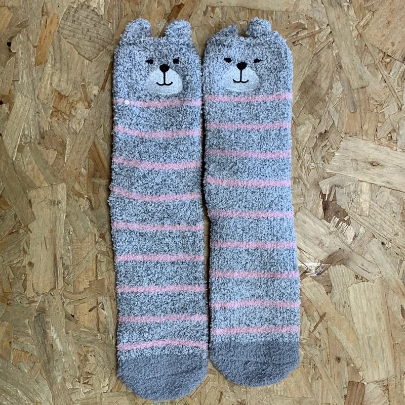 Bramble Flauschige Bulldoggen-Socken für Damen