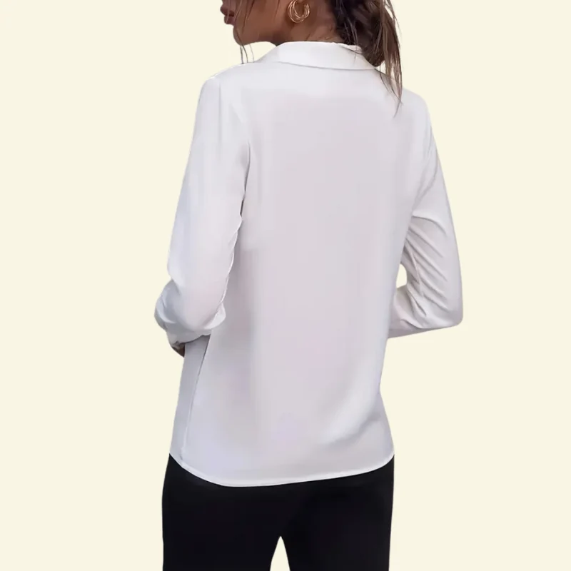 Damen Langarm Bluse mit Kragen und verdeckter Knopfleiste
