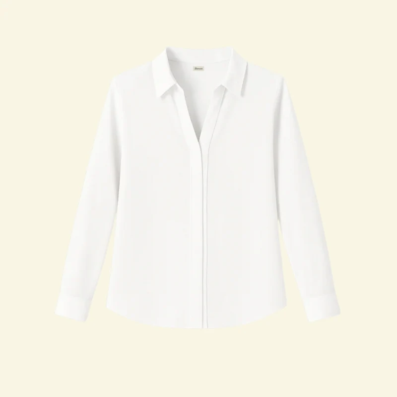 Damen Langarm Bluse mit Kragen und verdeckter Knopfleiste