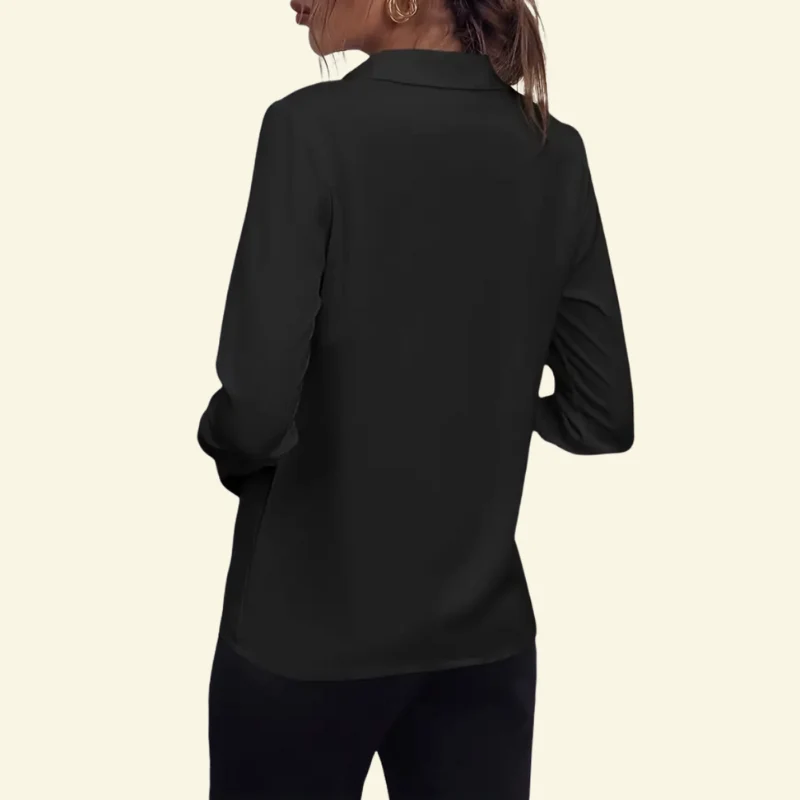 Damen Langarm Bluse mit Kragen und verdeckter Knopfleiste