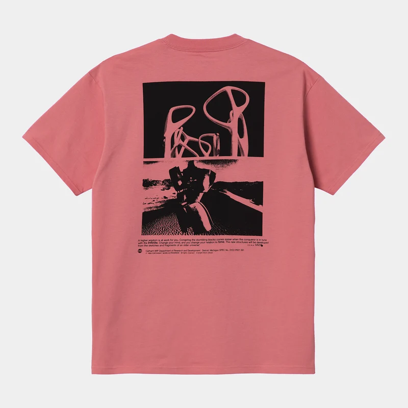 Carhartt WIP Herren Kurzarm Structures T-Shirt – Rosa / Schwarz