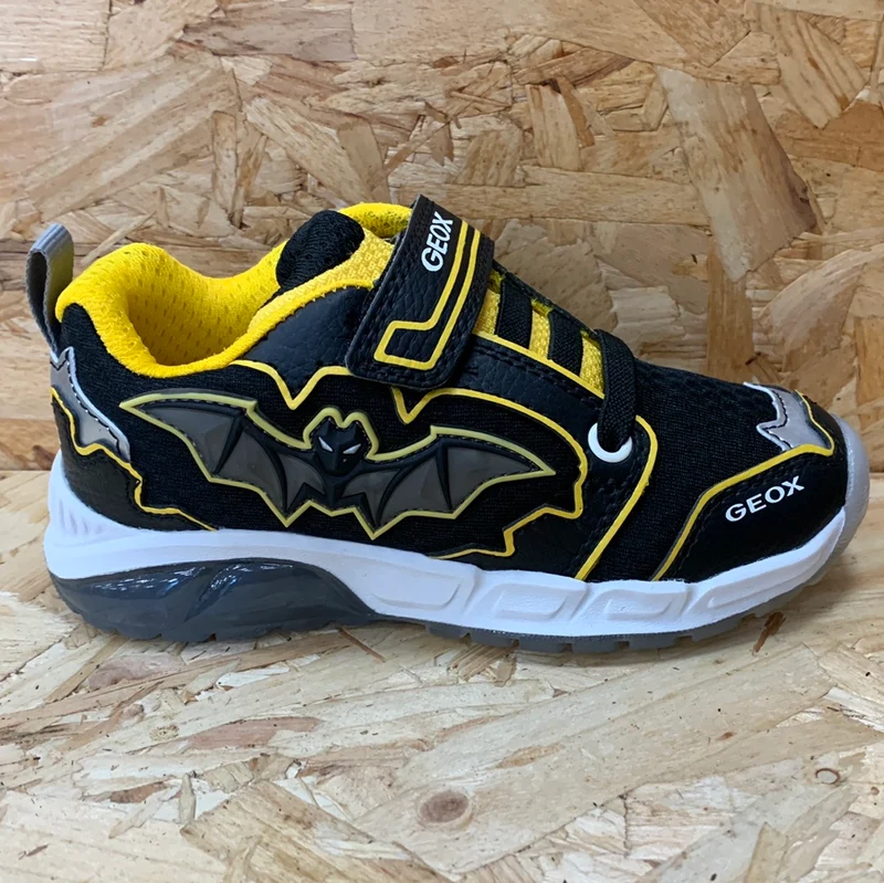 Geox Leuchtende Fledermaus-Turnschuhe für Kinder – Schwarz/Gelb