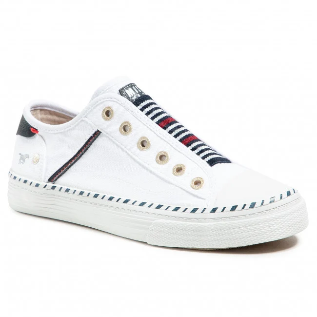 Mustang Damen-Sneaker zum Hineinschlüpfen mit elastischem Bund – Weiß