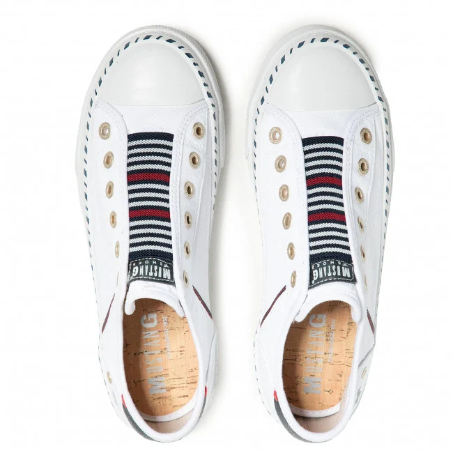 Mustang Damen-Sneaker zum Hineinschlüpfen mit elastischem Bund – Weiß