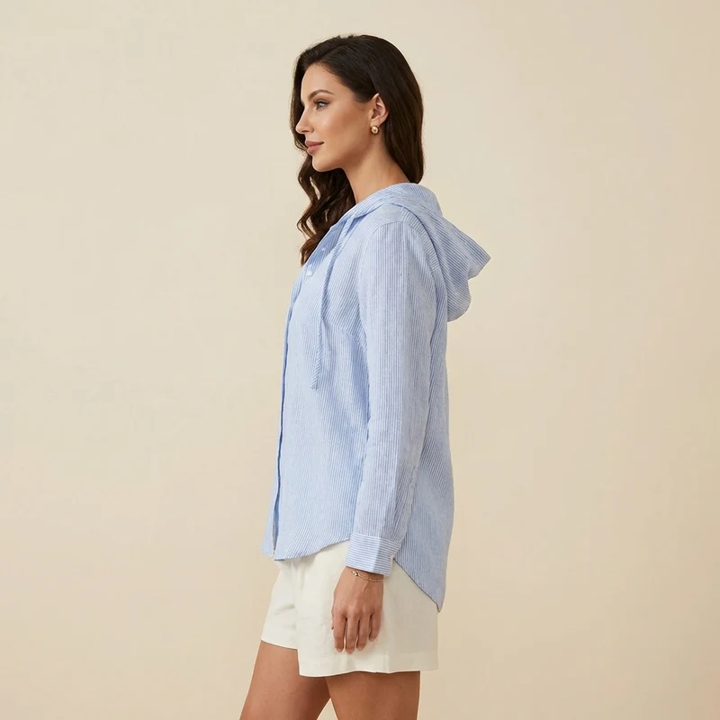 Damen Kapuzenshirt mit Knopfleiste
