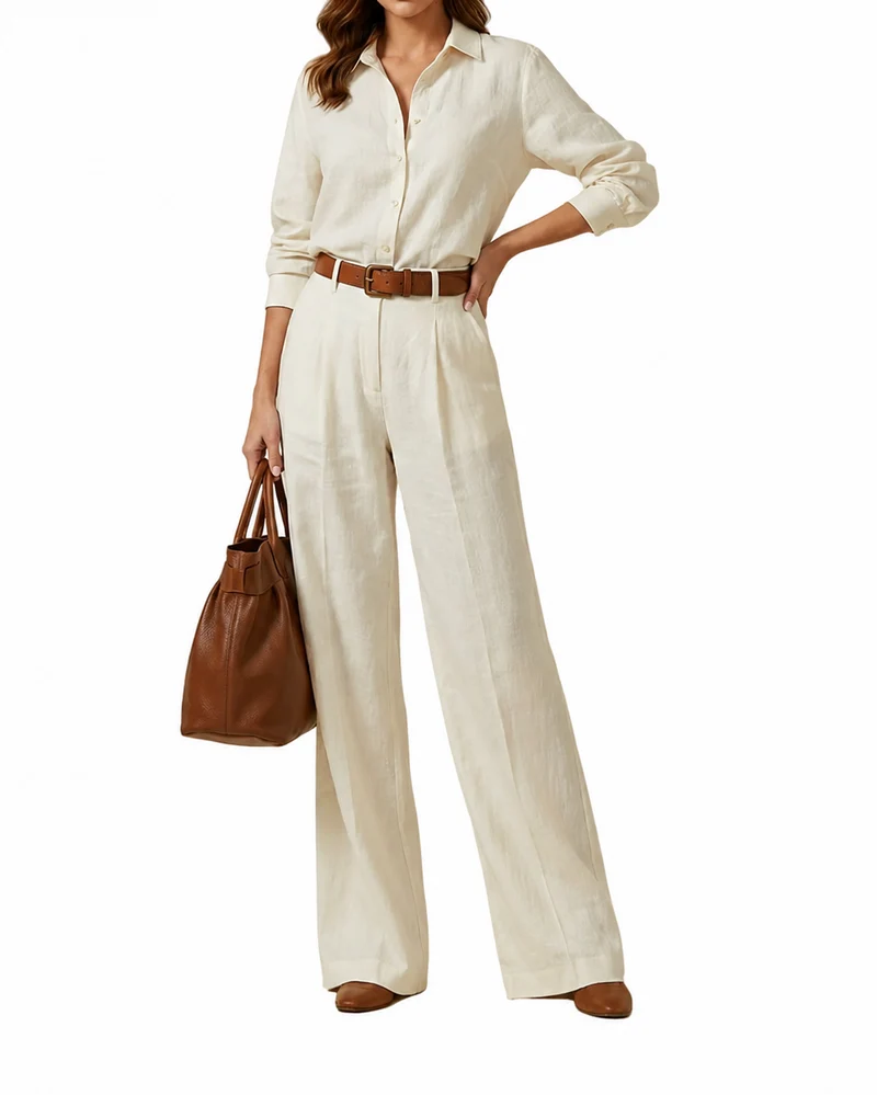 Damen Langarmhemd und Weite-Hose Set