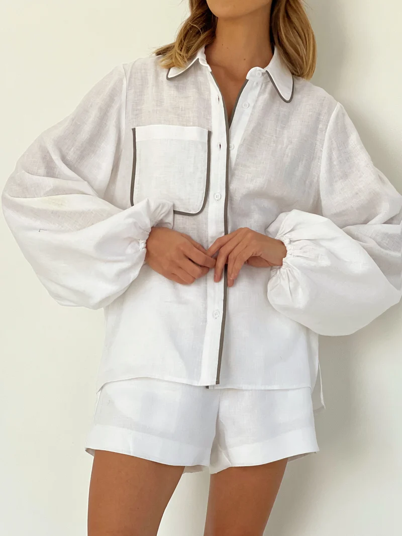 Damen Set mit Langarmhemd und Shorts