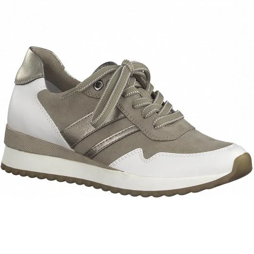 Marco Tozzi Damenmode-Trainer – Weiß / Taupe
