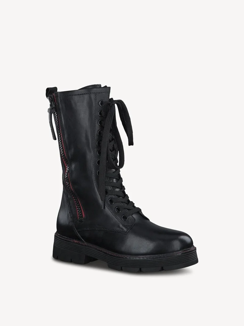 Marco Tozzi Modischer Wadenstiefel aus Leder für Damen – Schwarz