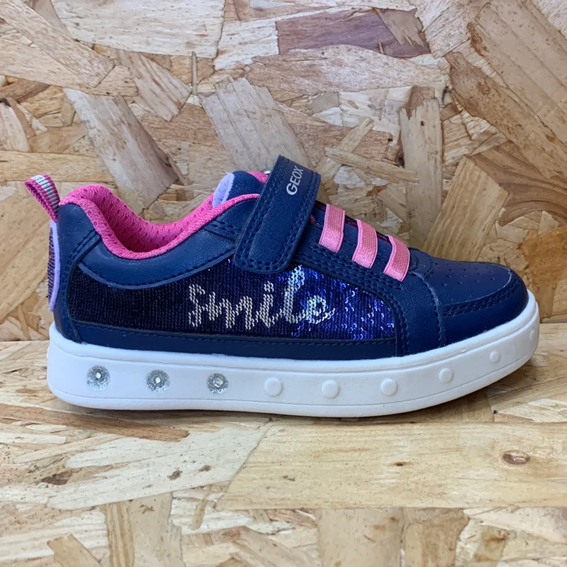 Geox Kinder J Skylin GF Trainer – Marine / Fuchsia