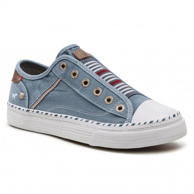 Mustang Damen-Sneaker zum Hineinschlüpfen mit elastischem Bund – Blau