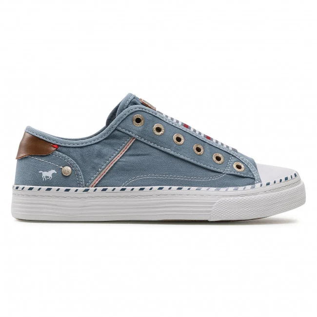 Mustang Damen-Sneaker zum Hineinschlüpfen mit elastischem Bund – Blau