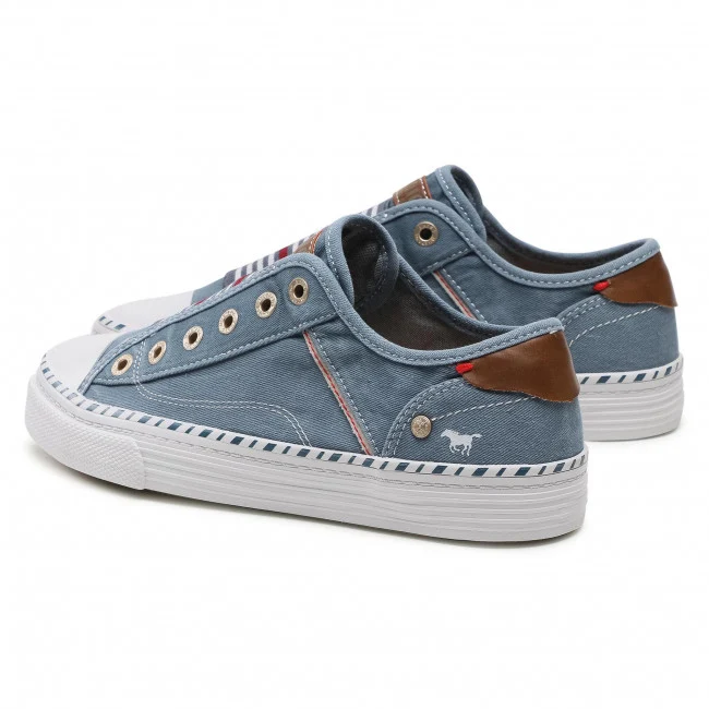Mustang Damen-Sneaker zum Hineinschlüpfen mit elastischem Bund – Blau