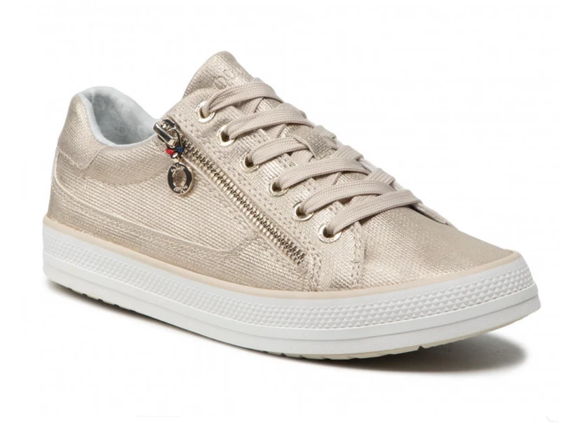 S. Oliver Damenmode-Sneaker mit Reißverschluss – Champagner