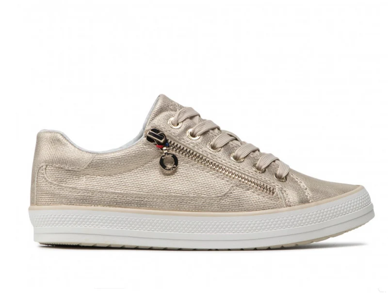 S. Oliver Damenmode-Sneaker mit Reißverschluss – Champagner