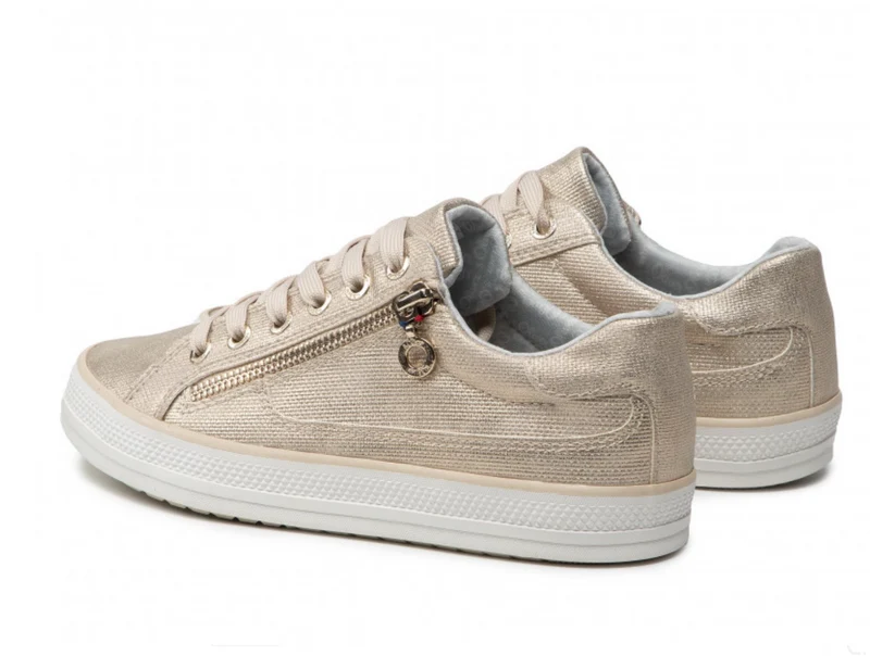 S. Oliver Damenmode-Sneaker mit Reißverschluss – Champagner