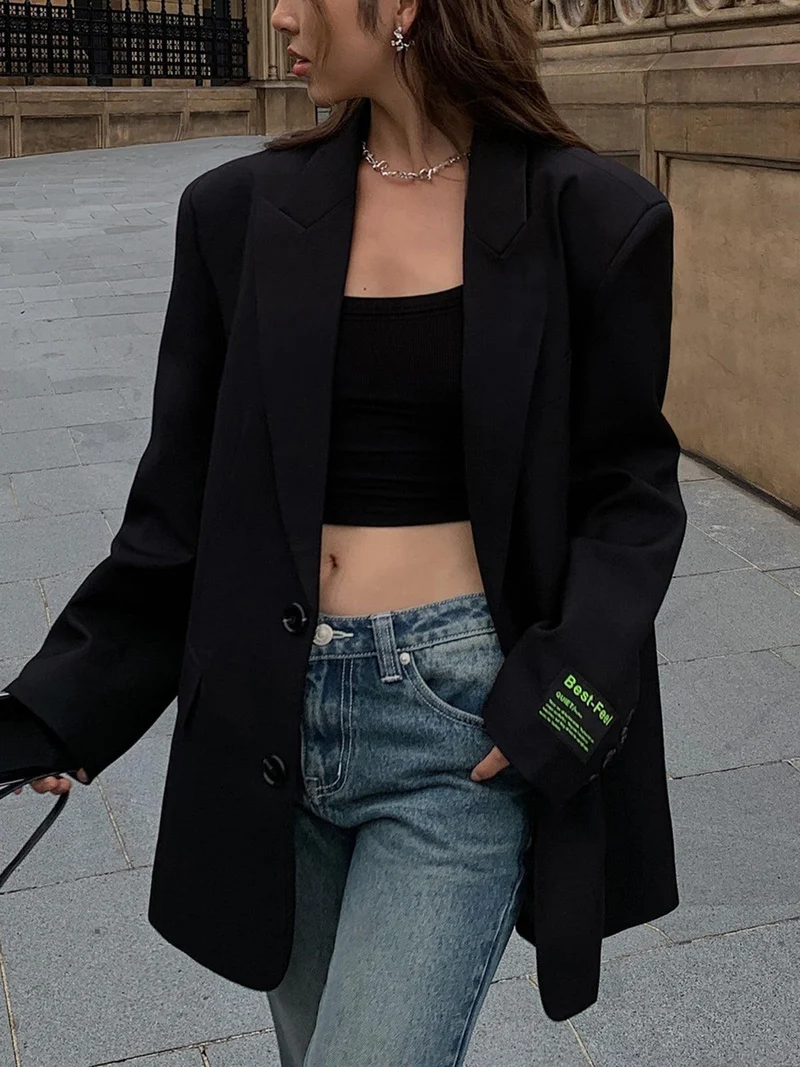 Damen Blazer mit Reverskragen und Knopfleiste