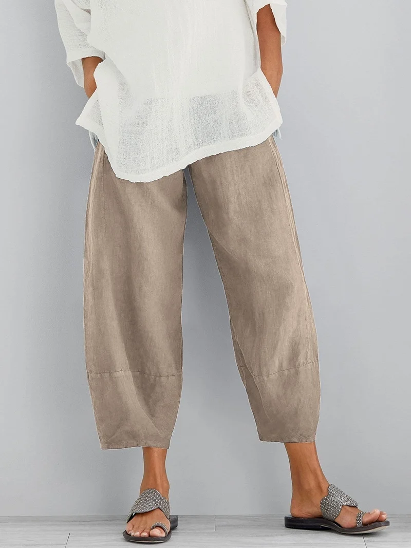 Damen Hose mit elastischem Bund und weiter Beinform