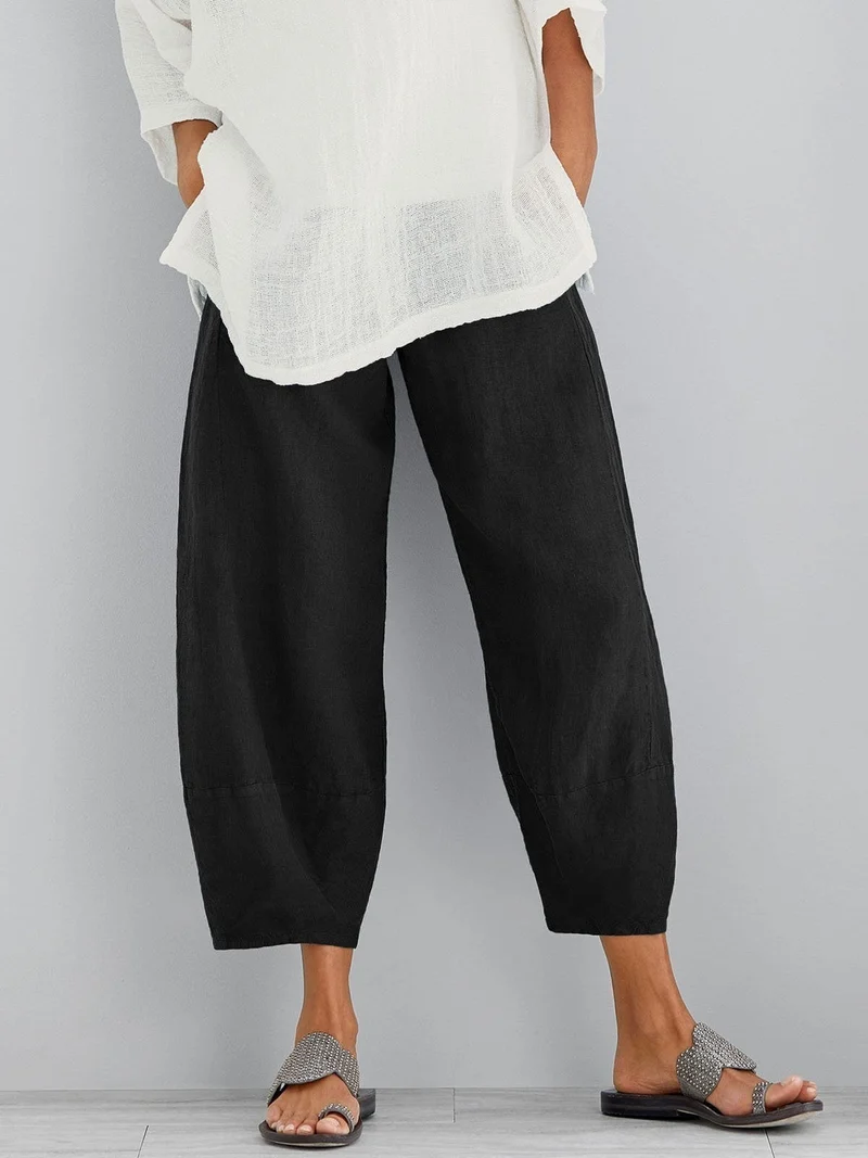 Damen Hose mit elastischem Bund und weiter Beinform