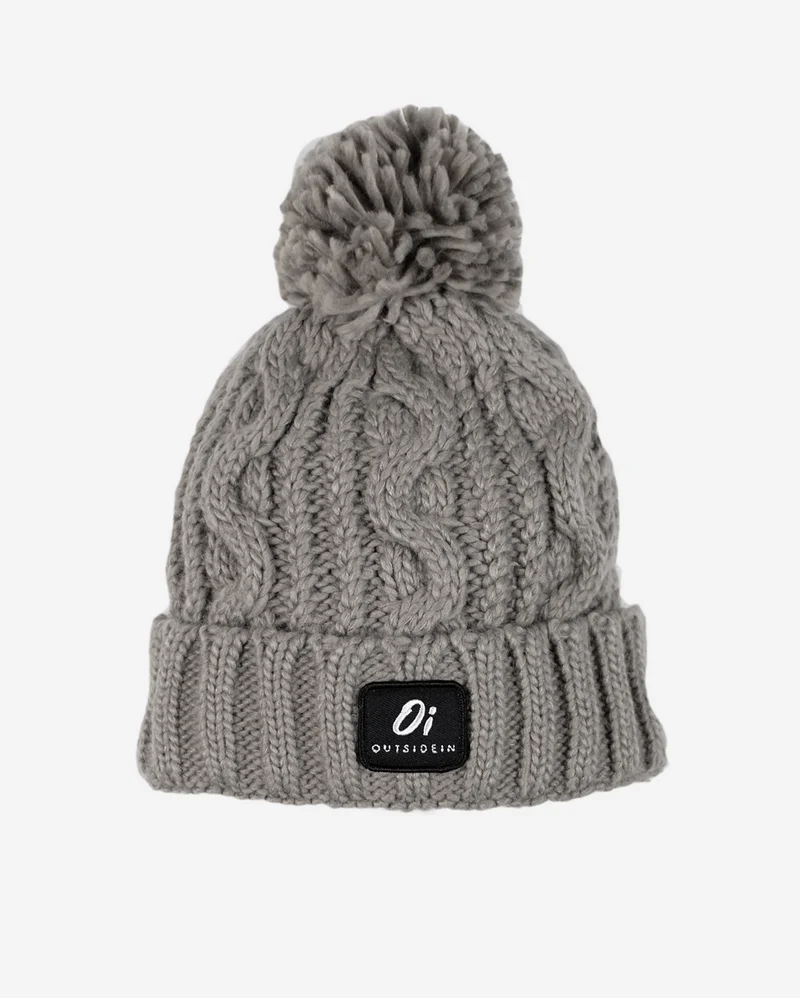 Outside In Unisex Graue Wintermütze mit Bommel – Grau