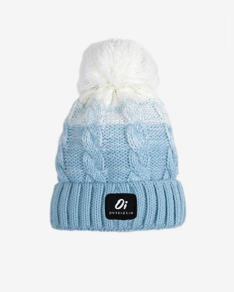 Outside In Unisex Arctic Fade Pom Pom Mütze – Blau / Weiß