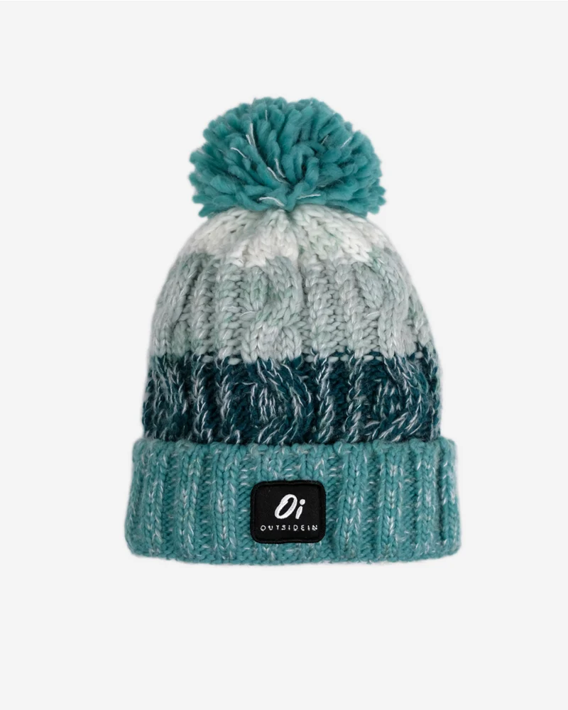 Outside In Unisex-Mütze mit Bommel aus Meeresschaum – Grün