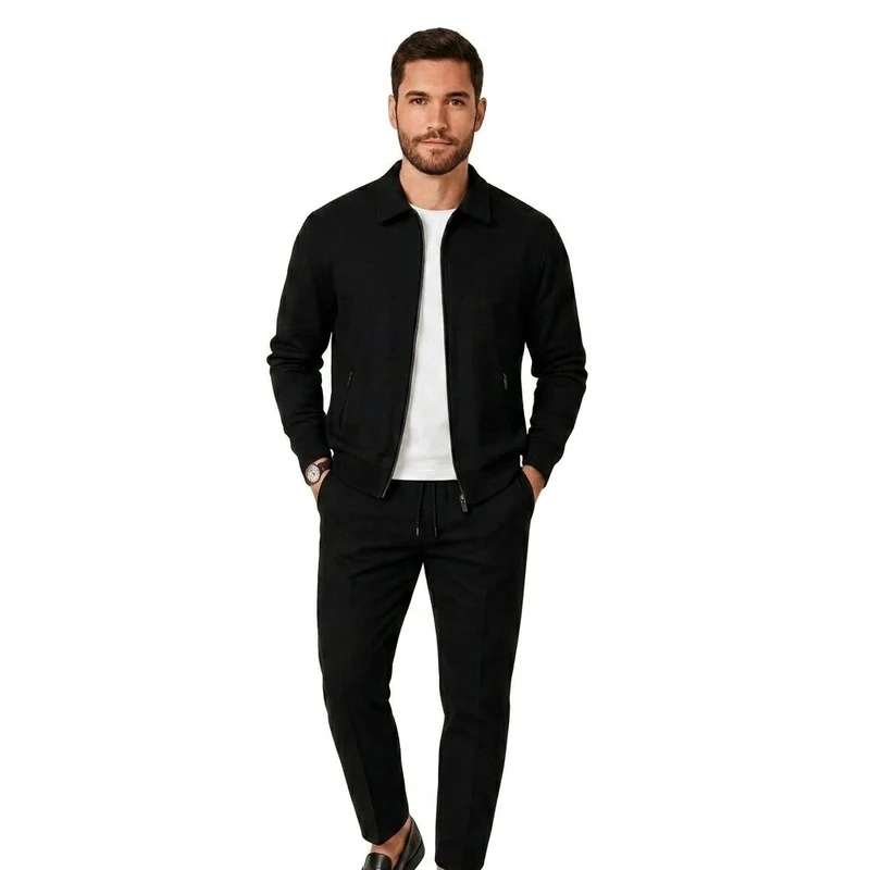Herren Loungewear-Set mit Reißverschlussjacke und Hose mit Kordelzug