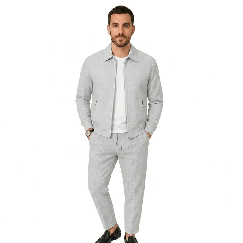 Herren Loungewear-Set mit Reißverschlussjacke und Hose mit Kordelzug