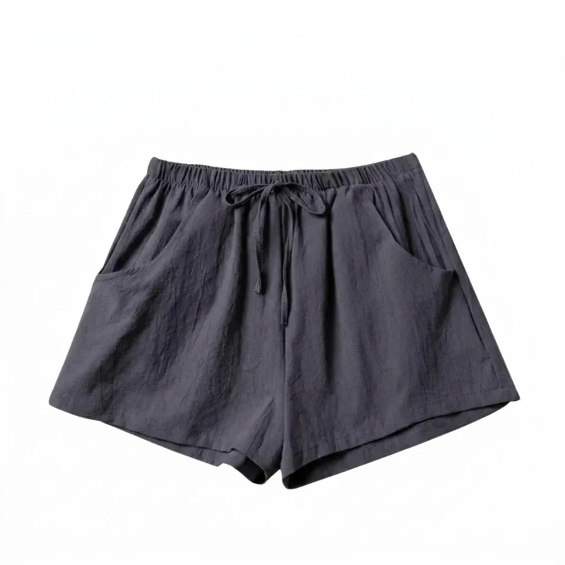 Damen-Shorts mit hohem Bund, Kordelzug und Seitentaschen