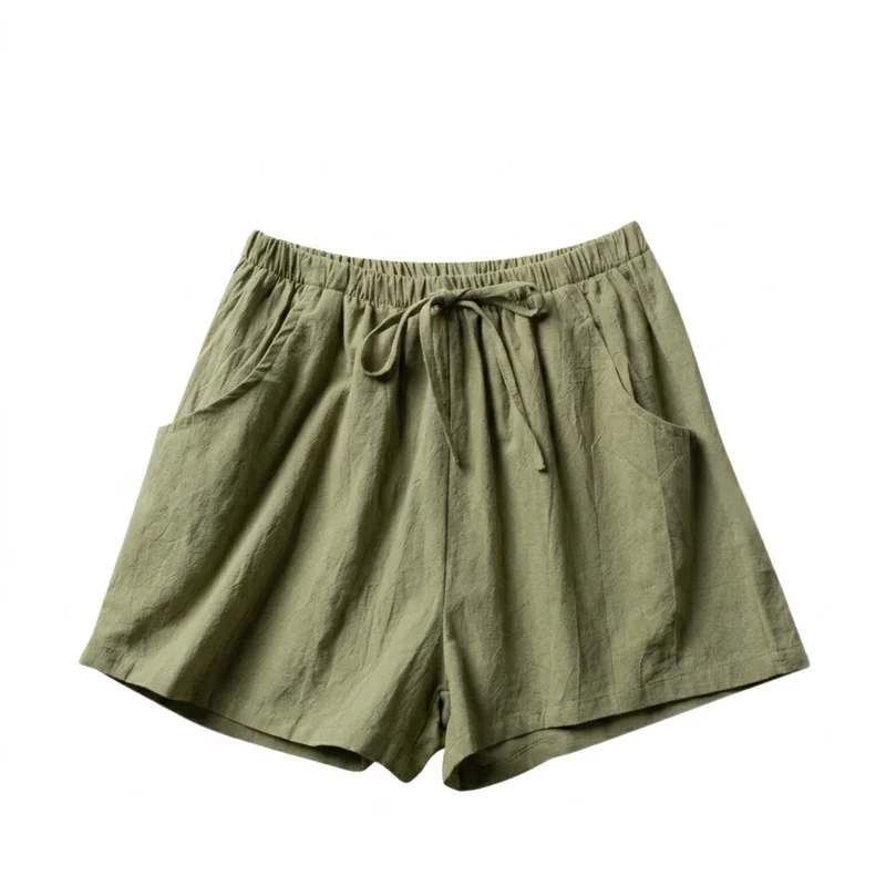 Damen-Shorts mit hohem Bund, Kordelzug und Seitentaschen