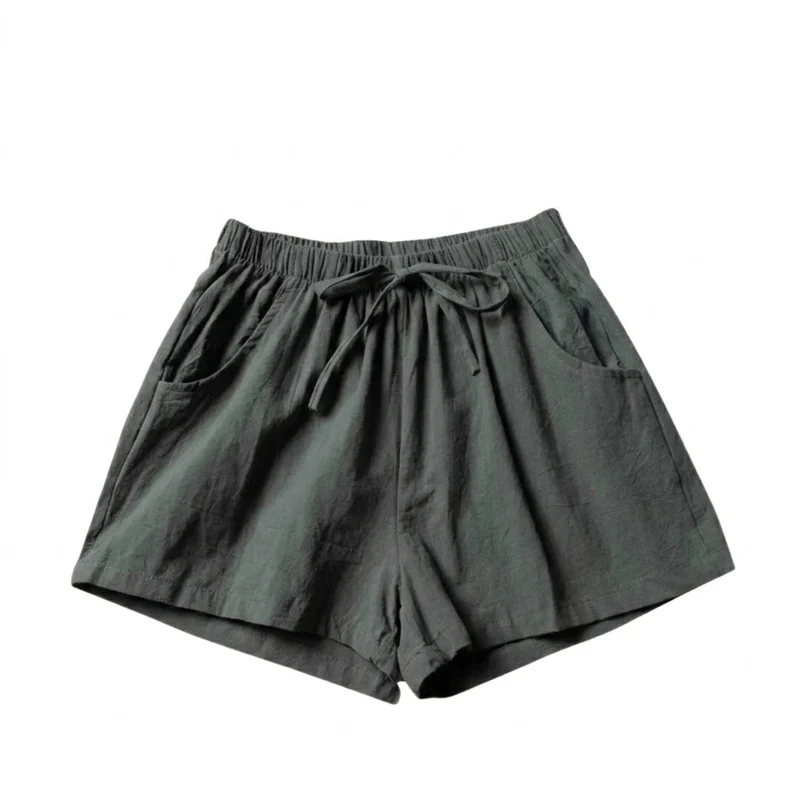 Damen-Shorts mit hohem Bund, Kordelzug und Seitentaschen