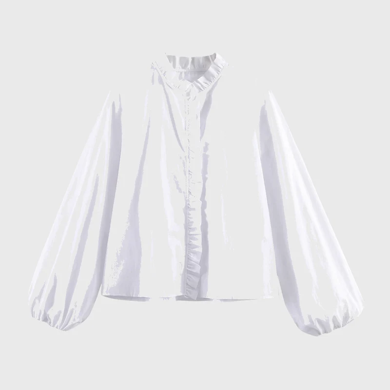 Damen-Bluse mit Rüschendetails und elastischen Ärmelbündchen