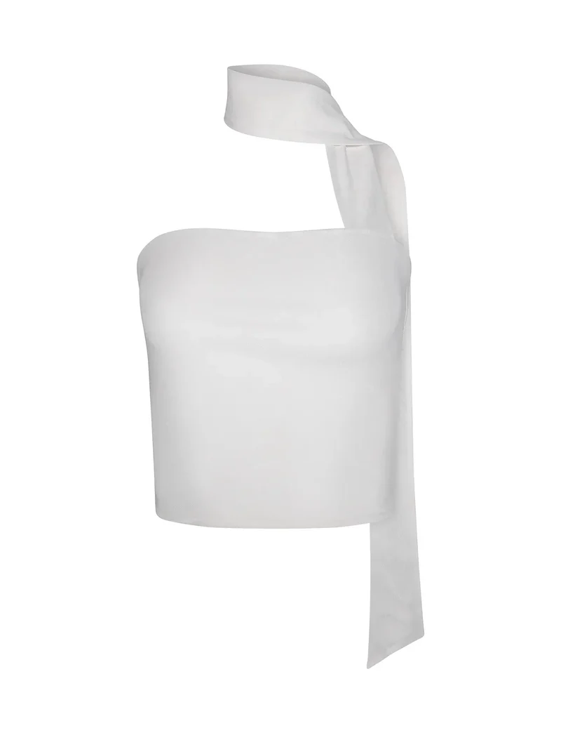 Damen-Oberteil mit asymmetrischem Halsband und One-Shoulder-Design