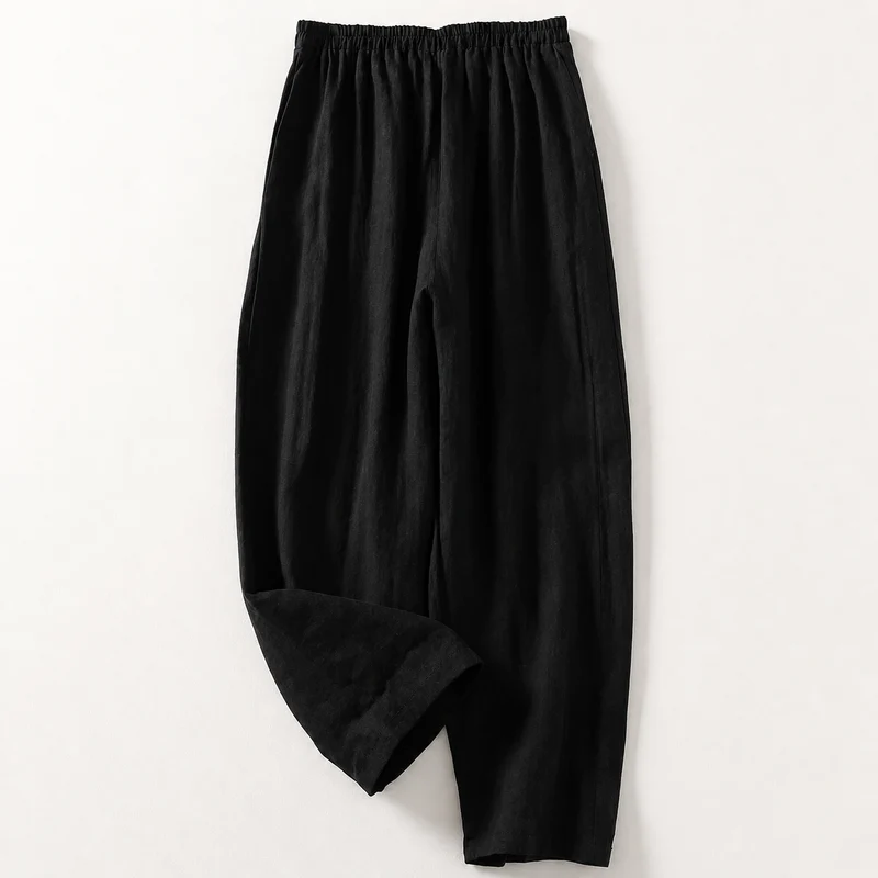 Damenhose mit elastischem Bund und geradem Bein in voller Länge