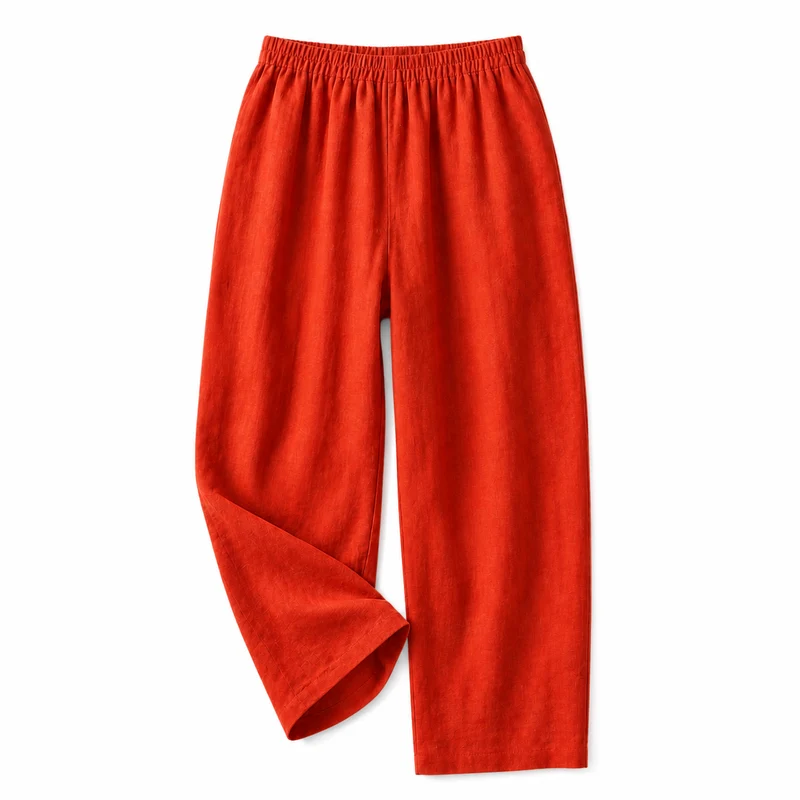 Damenhose mit elastischem Bund und geradem Bein in voller Länge
