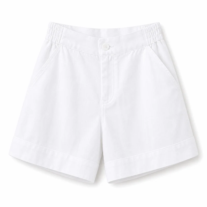 Damen Shorts mit hohem Bund und elastischem Rückenbund sowie Knopfverschluss