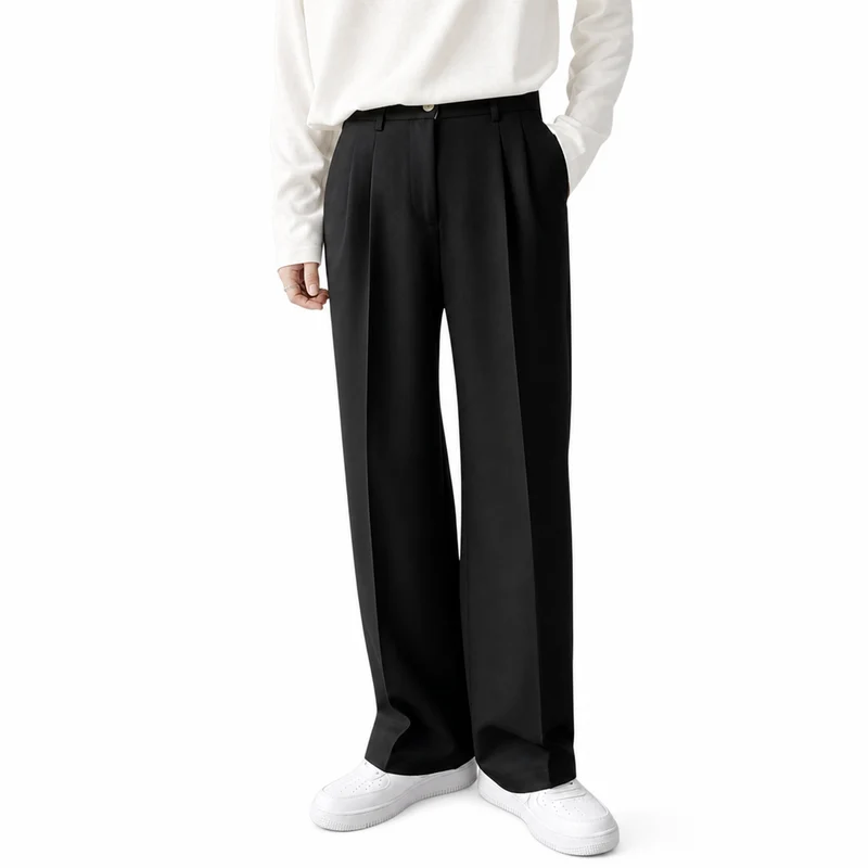 Herren Hose mit geradem Bein und Frontfalten sowie Knopfverschluss